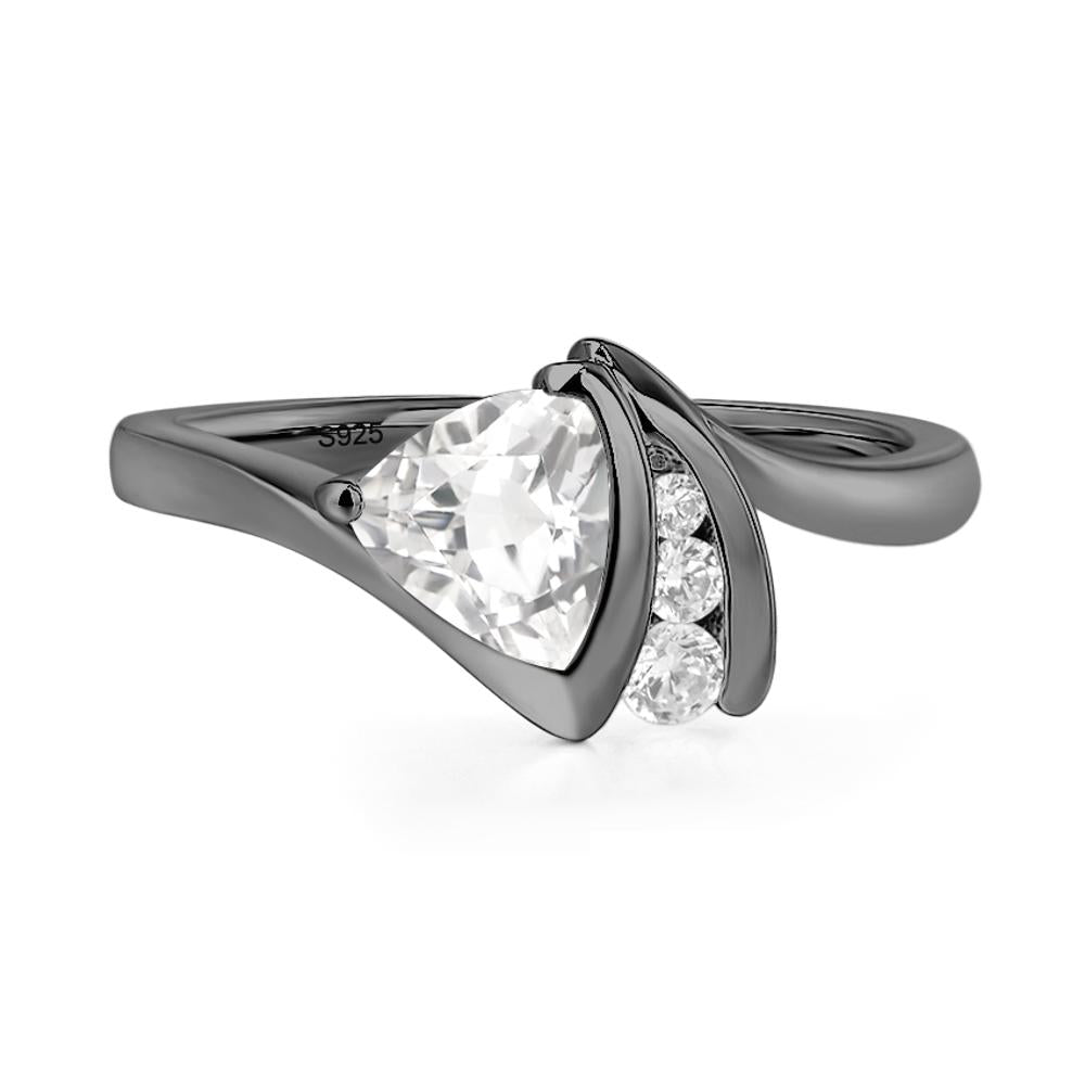 Trillion Cut White Topaz Sailboat Inspire Ring - LUO Jewelry #metal_black finish sterling silver