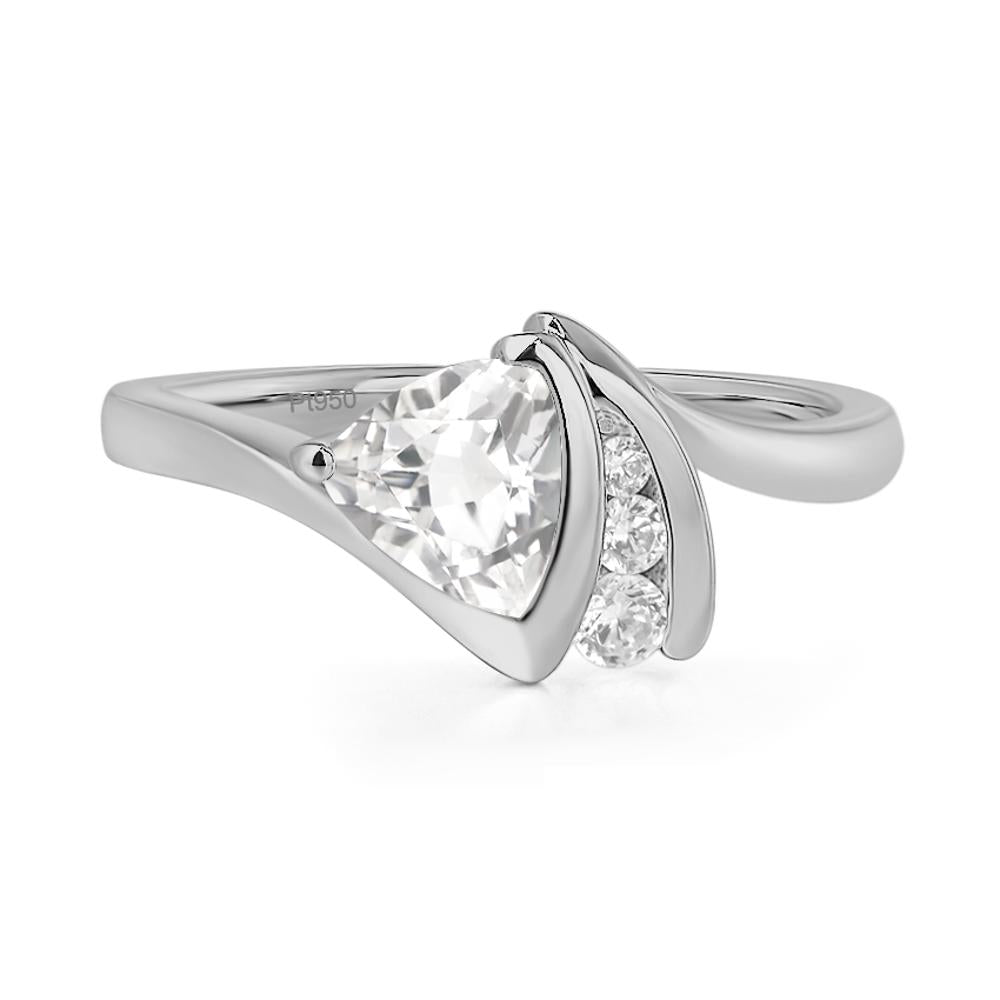 Trillion Cut White Topaz Sailboat Inspire Ring - LUO Jewelry #metal_platinum