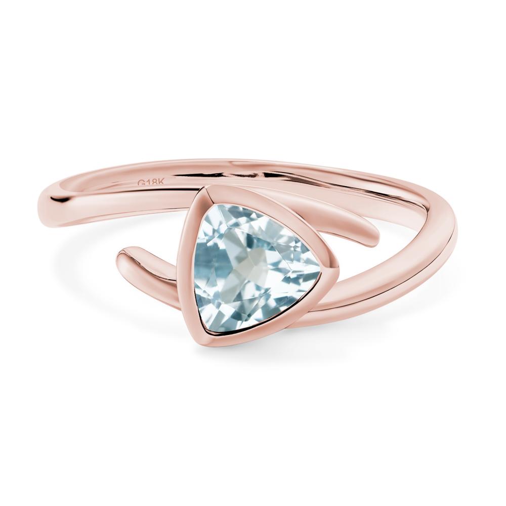 Aquamarine Bezel Set Bypass Solitaire Ring - LUO Jewelry #metal_18k rose gold