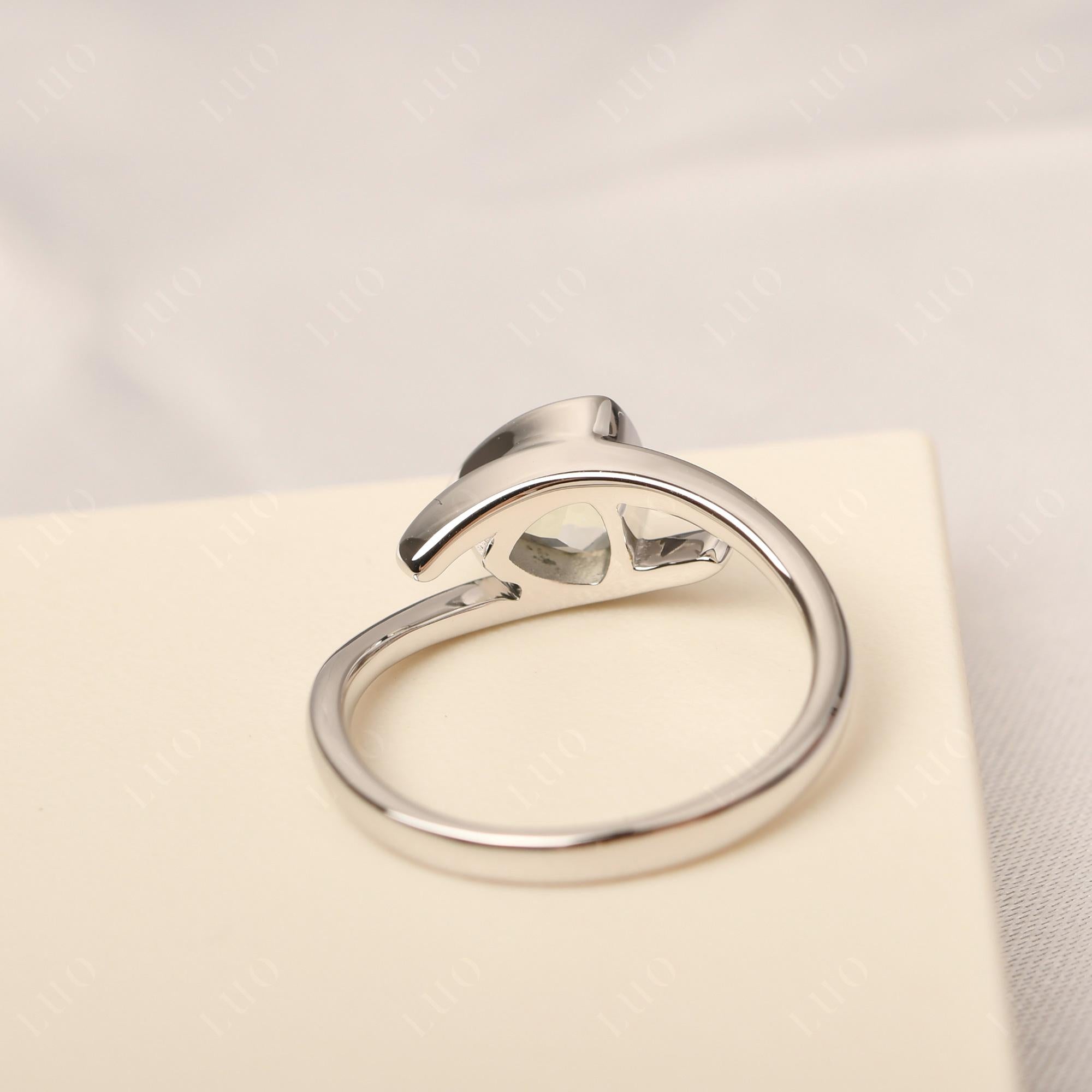 Aquamarine Bezel Set Bypass Solitaire Ring - LUO Jewelry