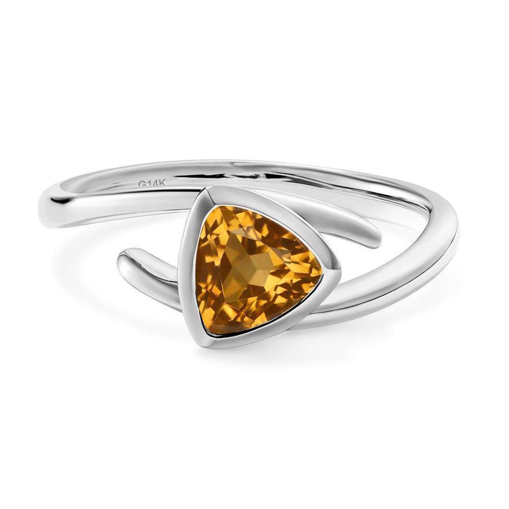 Citrine Bezel Set Bypass Solitaire Ring - LUO Jewelry #metal_14k white gold