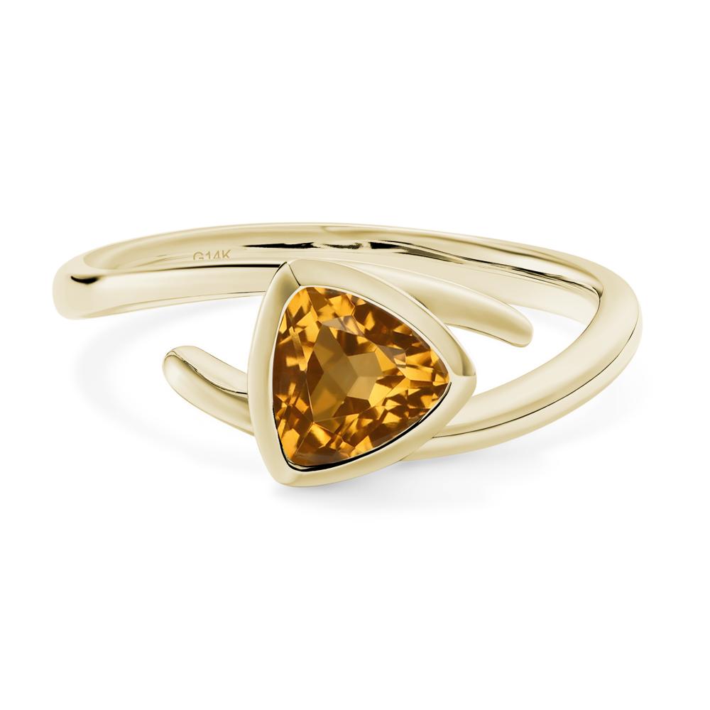 Citrine Bezel Set Bypass Solitaire Ring - LUO Jewelry #metal_14k yellow gold