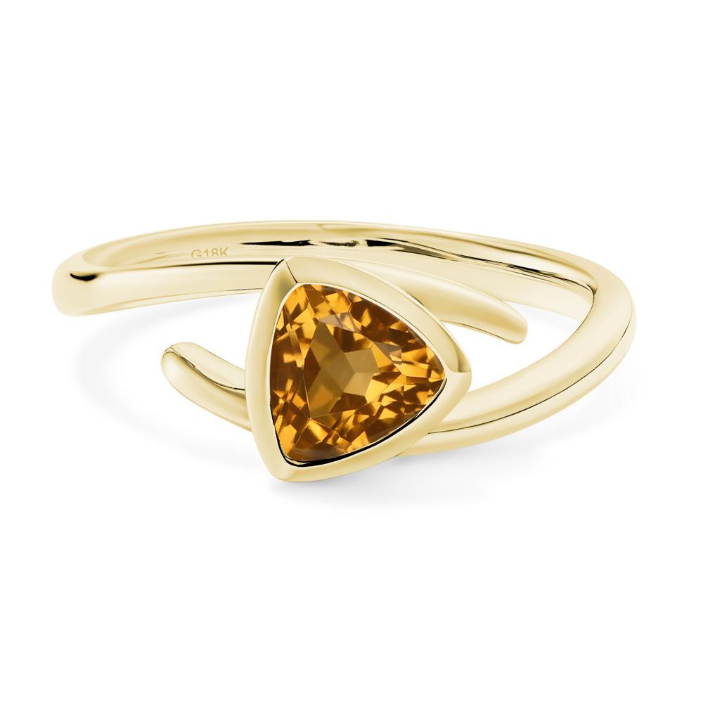 Citrine Bezel Set Bypass Solitaire Ring - LUO Jewelry #metal_18k yellow gold