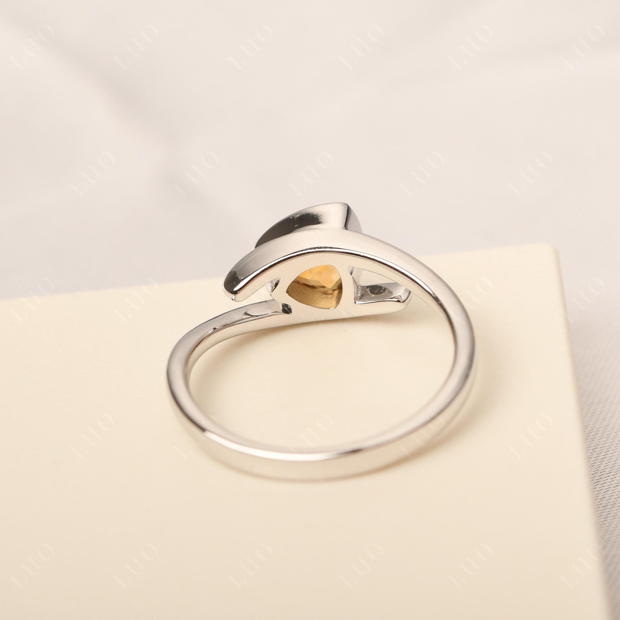 Citrine Bezel Set Bypass Solitaire Ring - LUO Jewelry