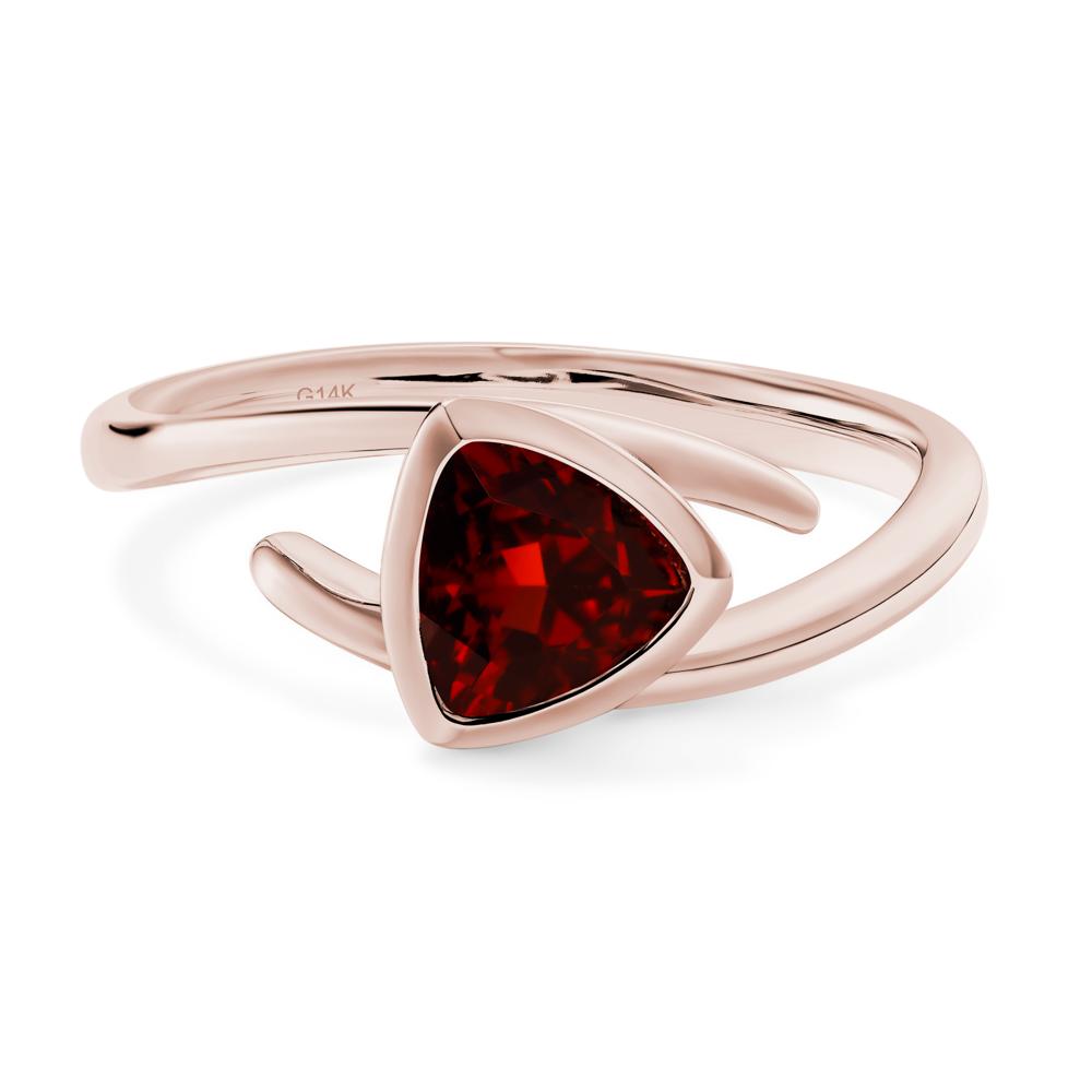 Garnet Bezel Set Bypass Solitaire Ring - LUO Jewelry #metal_14k rose gold