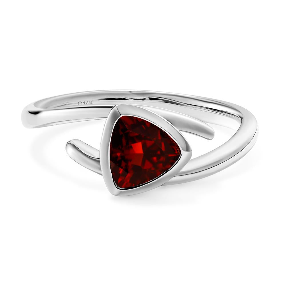 Garnet Bezel Set Bypass Solitaire Ring - LUO Jewelry #metal_14k white gold