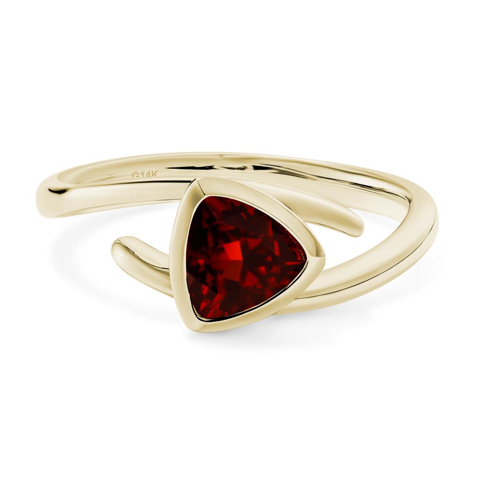 Garnet Bezel Set Bypass Solitaire Ring - LUO Jewelry #metal_14k yellow gold