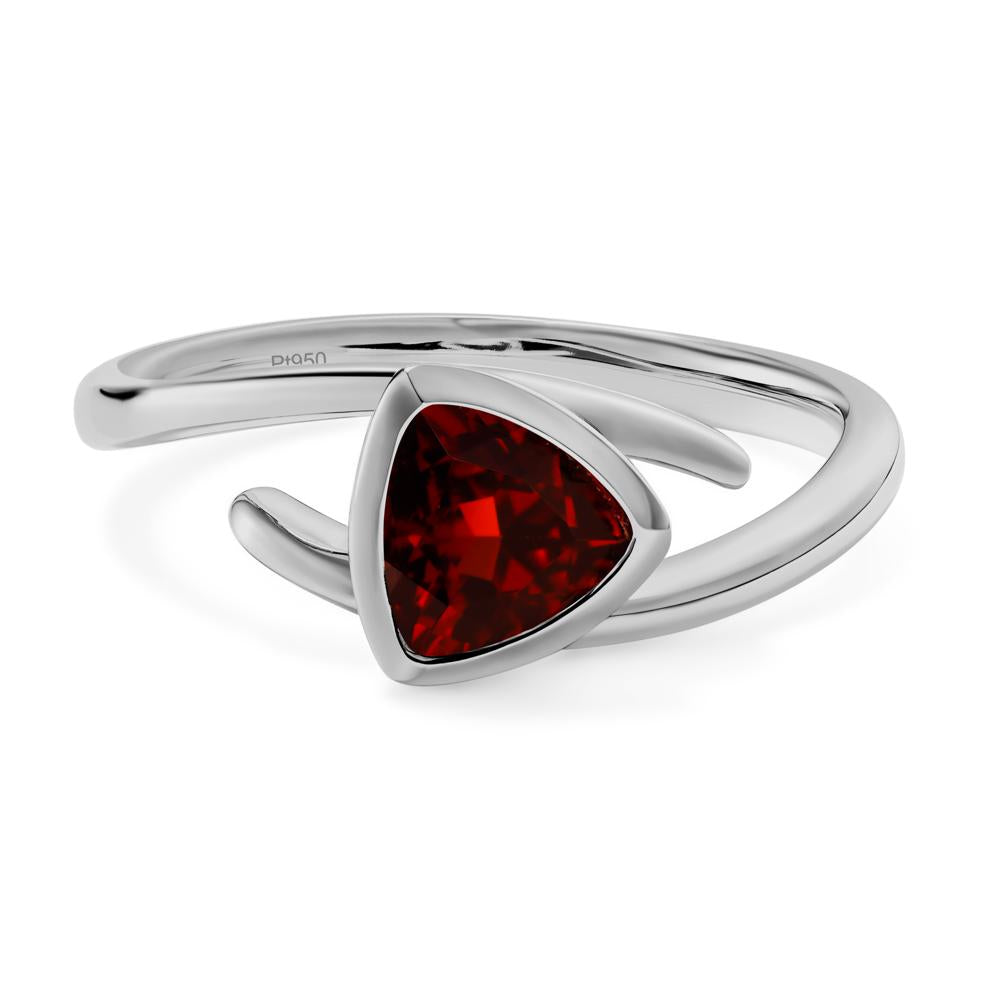 Garnet Bezel Set Bypass Solitaire Ring - LUO Jewelry #metal_platinum