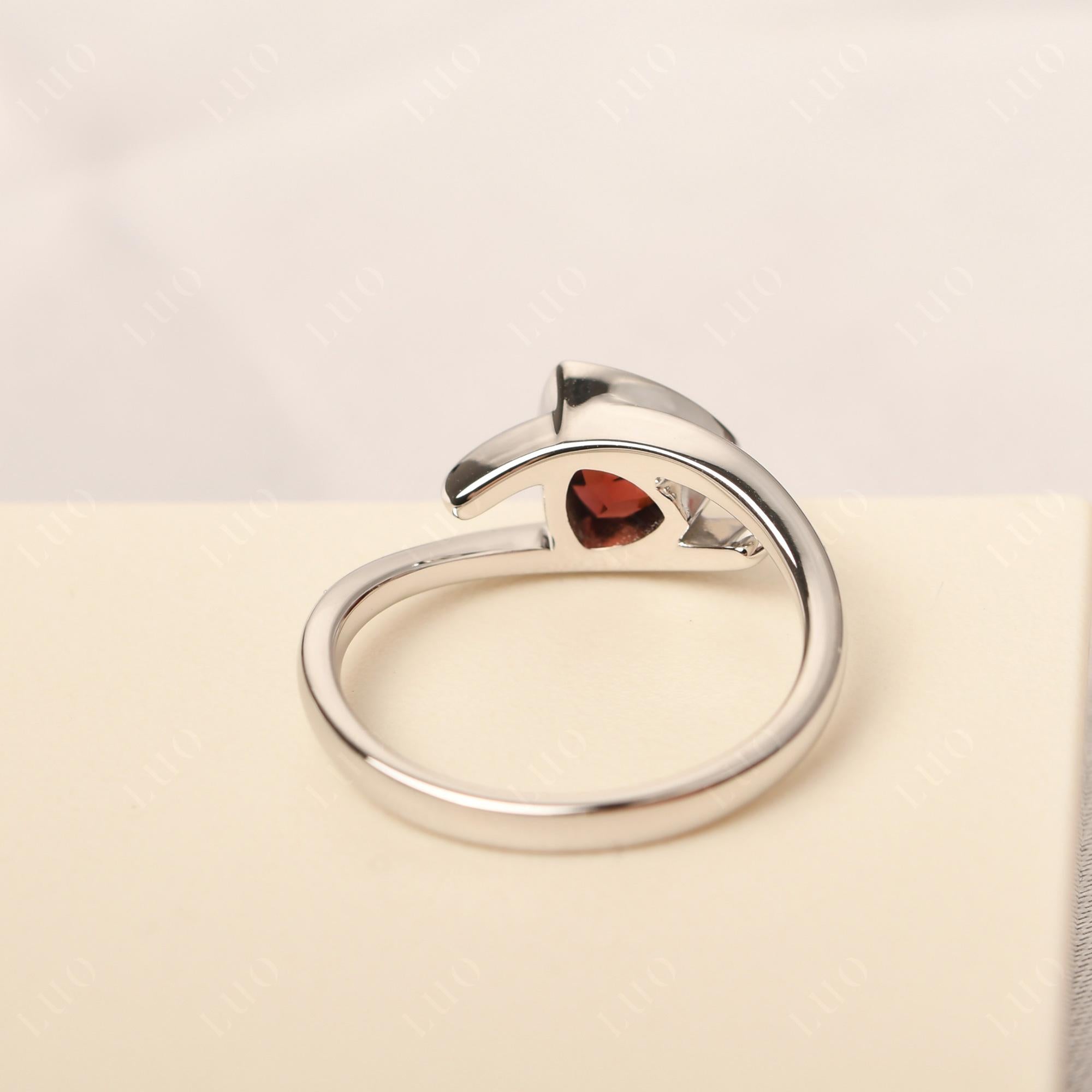 Garnet Bezel Set Bypass Solitaire Ring - LUO Jewelry