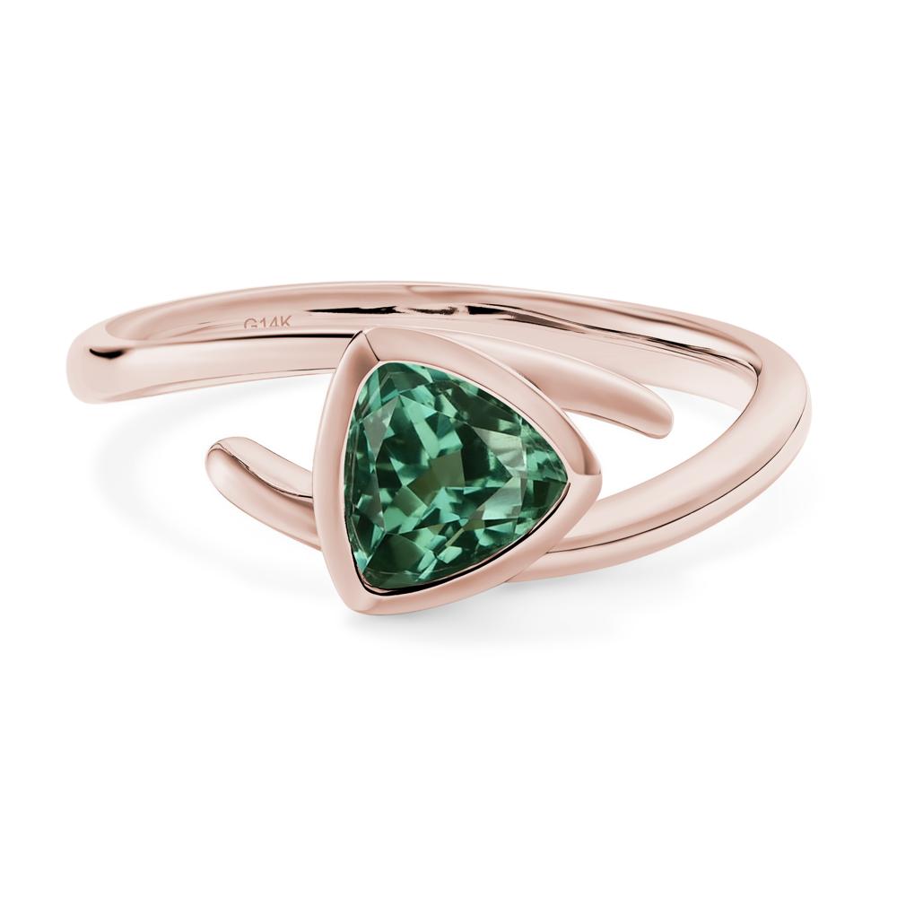 Lab Created Green Sapphire Bezel Set Bypass Solitaire Ring - LUO Jewelry #metal_14k rose gold