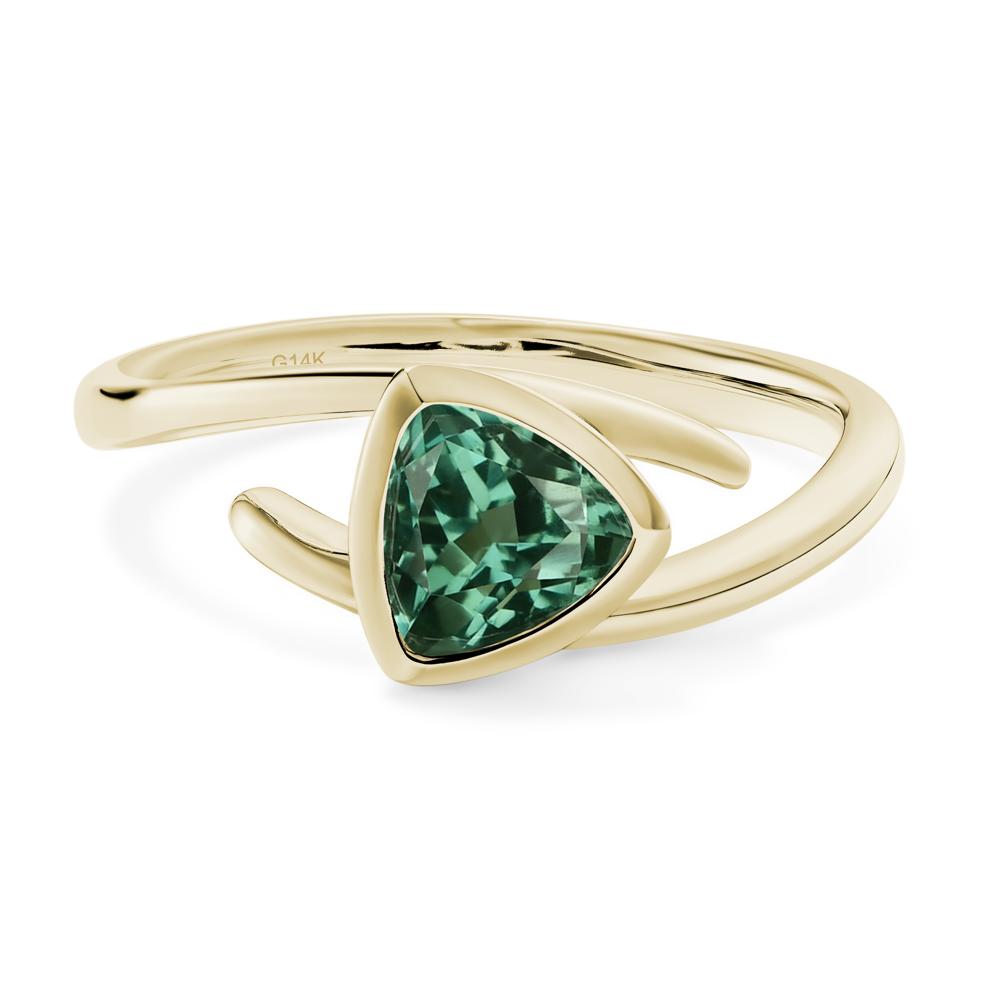 Lab Created Green Sapphire Bezel Set Bypass Solitaire Ring - LUO Jewelry #metal_14k yellow gold