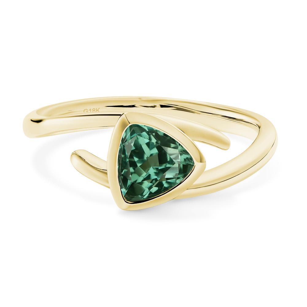 Lab Created Green Sapphire Bezel Set Bypass Solitaire Ring - LUO Jewelry #metal_18k yellow gold