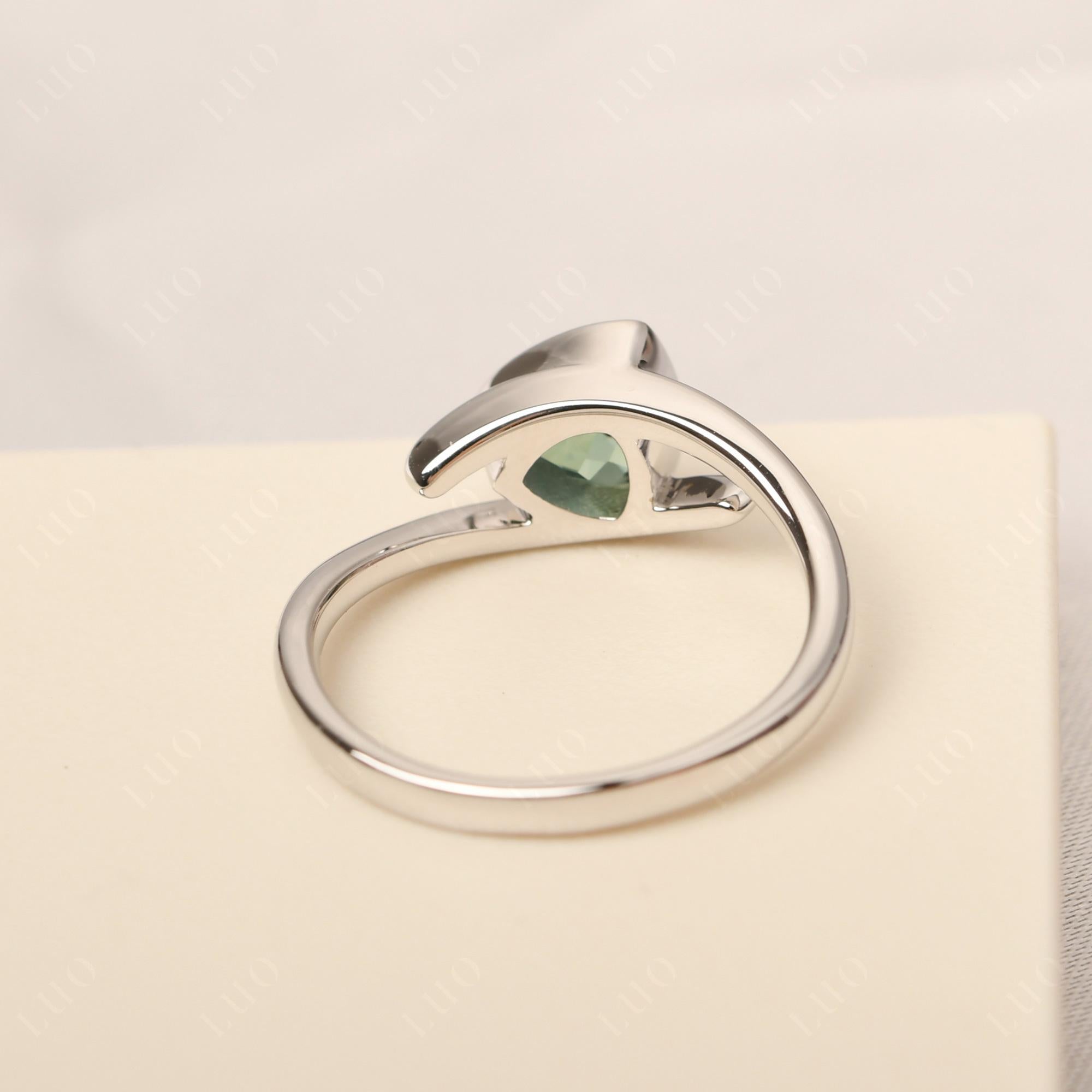 Lab Created Green Sapphire Bezel Set Bypass Solitaire Ring - LUO Jewelry