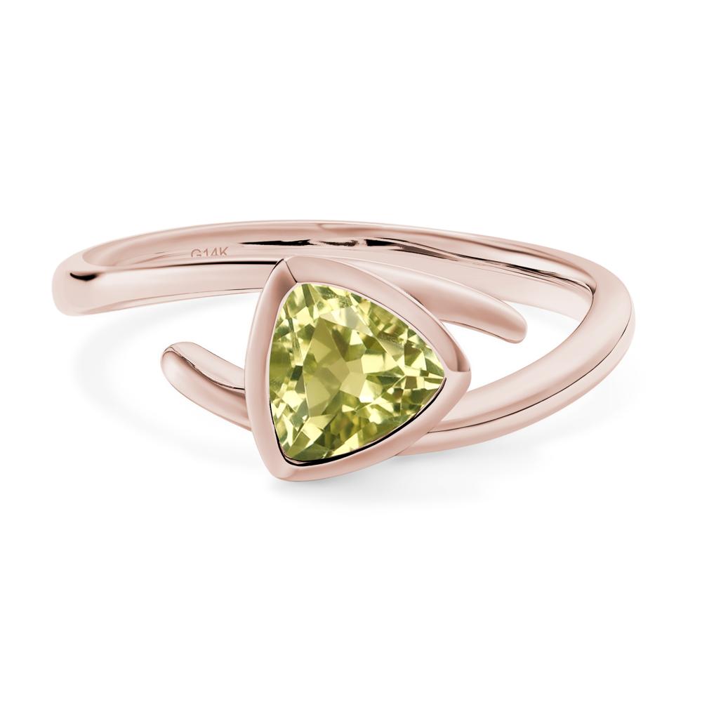 Lemon Quartz Bezel Set Bypass Solitaire Ring - LUO Jewelry #metal_14k rose gold