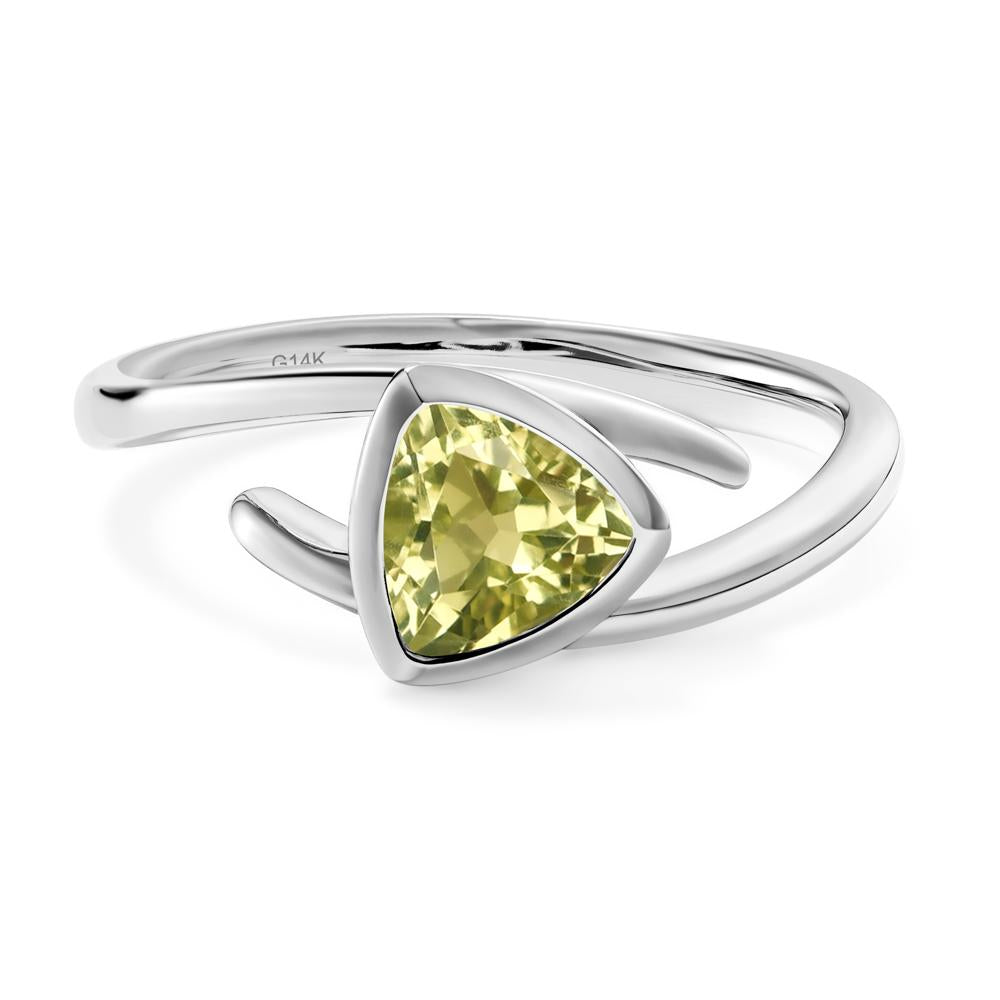 Lemon Quartz Bezel Set Bypass Solitaire Ring - LUO Jewelry #metal_14k white gold
