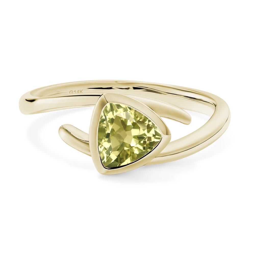 Lemon Quartz Bezel Set Bypass Solitaire Ring - LUO Jewelry #metal_14k yellow gold