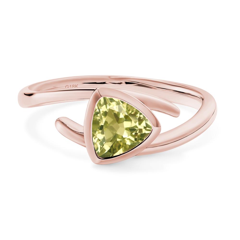 Lemon Quartz Bezel Set Bypass Solitaire Ring - LUO Jewelry #metal_18k rose gold