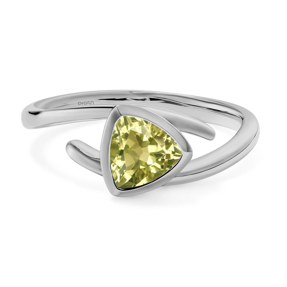 Lemon Quartz Bezel Set Bypass Solitaire Ring - LUO Jewelry #metal_platinum