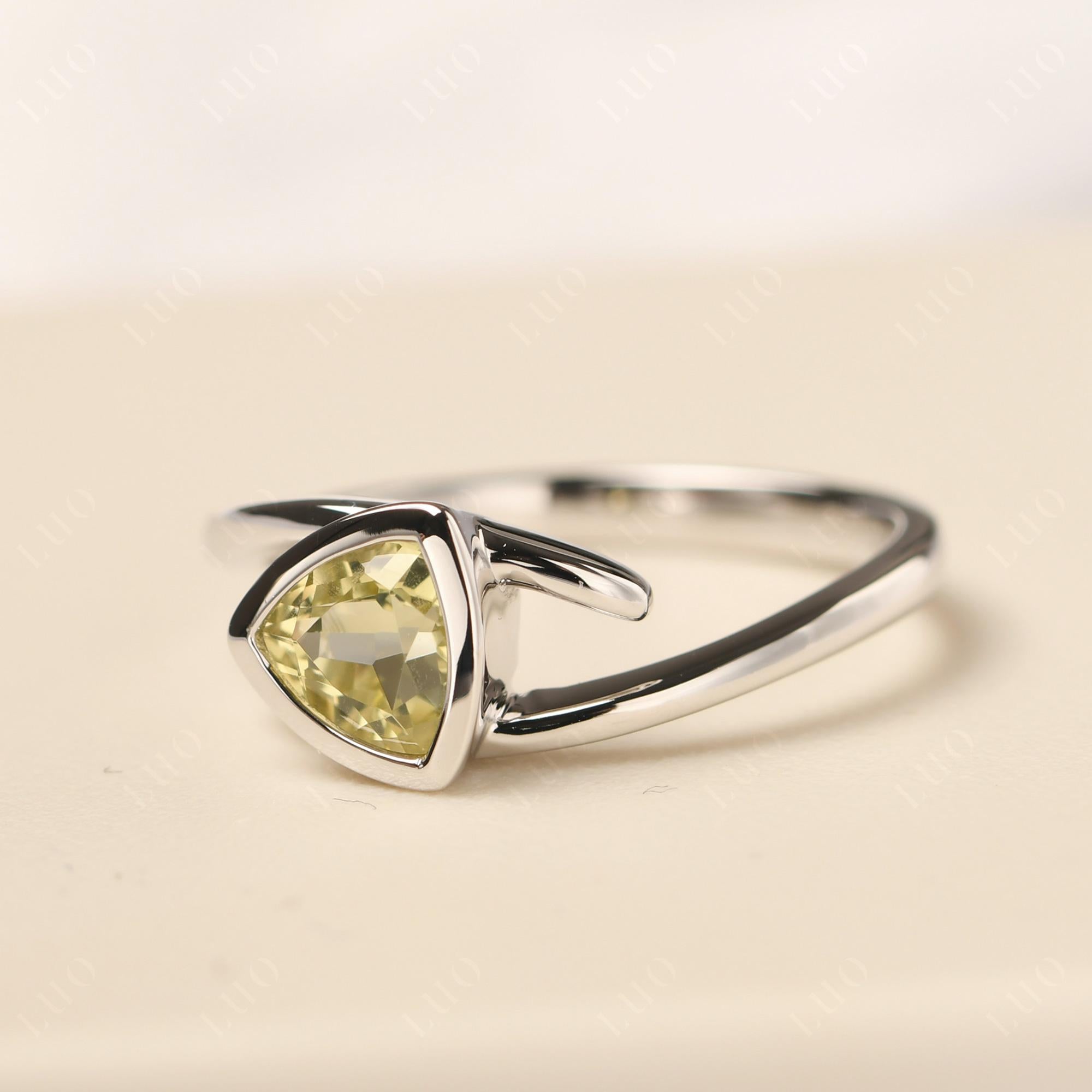 Lemon Quartz Bezel Set Bypass Solitaire Ring - LUO Jewelry