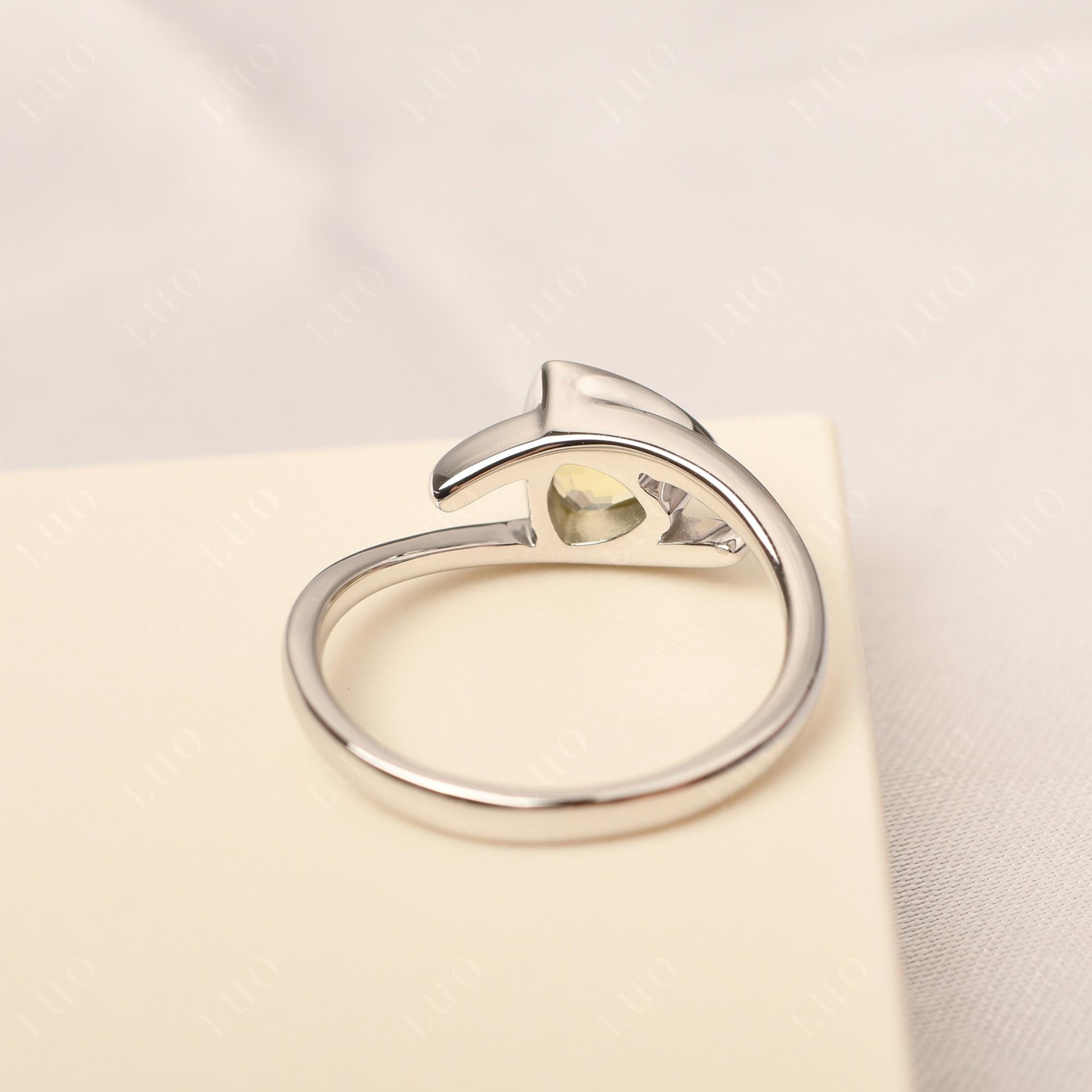 Lemon Quartz Bezel Set Bypass Solitaire Ring - LUO Jewelry