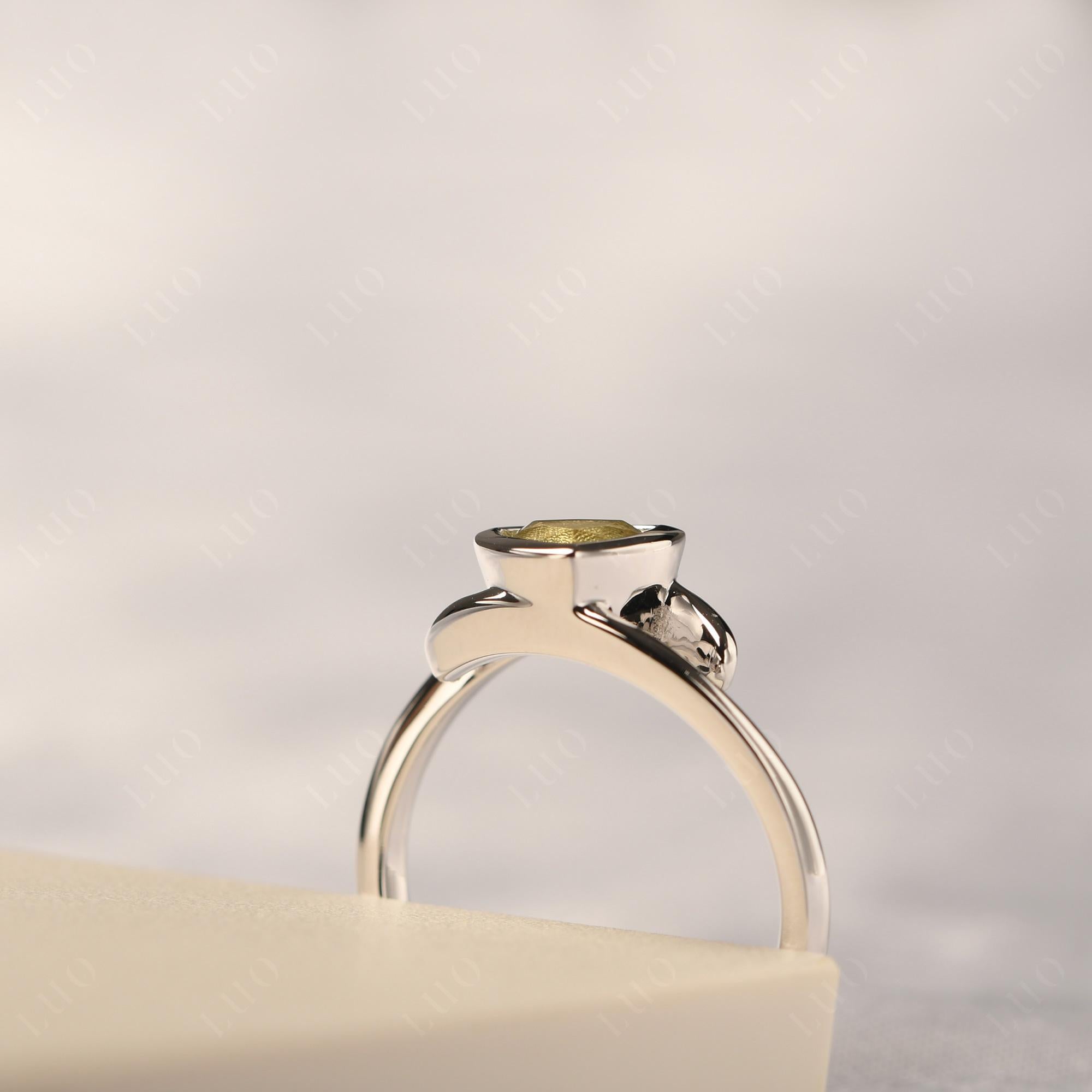 Lemon Quartz Bezel Set Bypass Solitaire Ring - LUO Jewelry