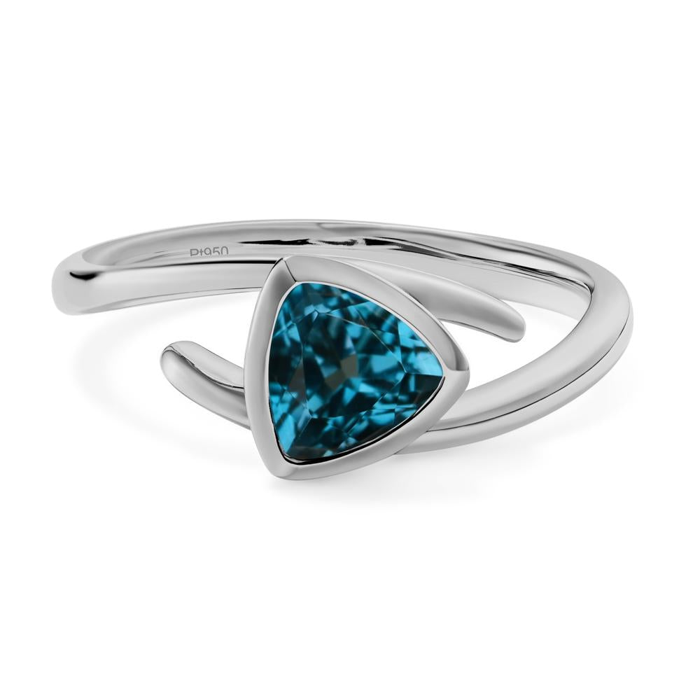 London Blue Topaz Bezel Set Bypass Solitaire Ring - LUO Jewelry #metal_platinum