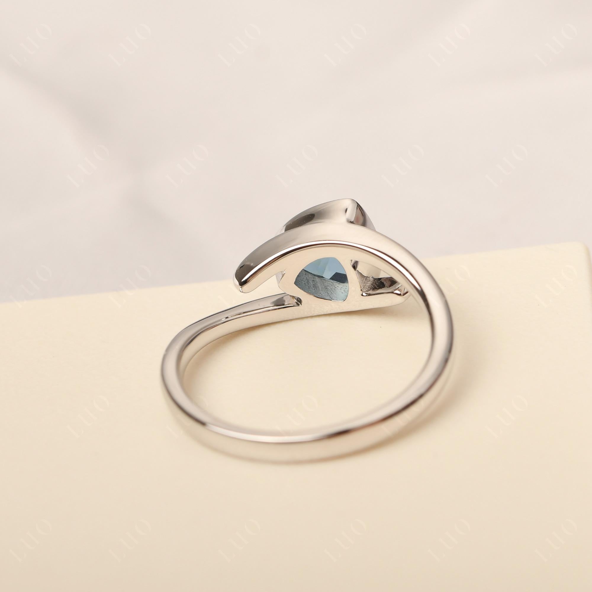 London Blue Topaz Bezel Set Bypass Solitaire Ring - LUO Jewelry