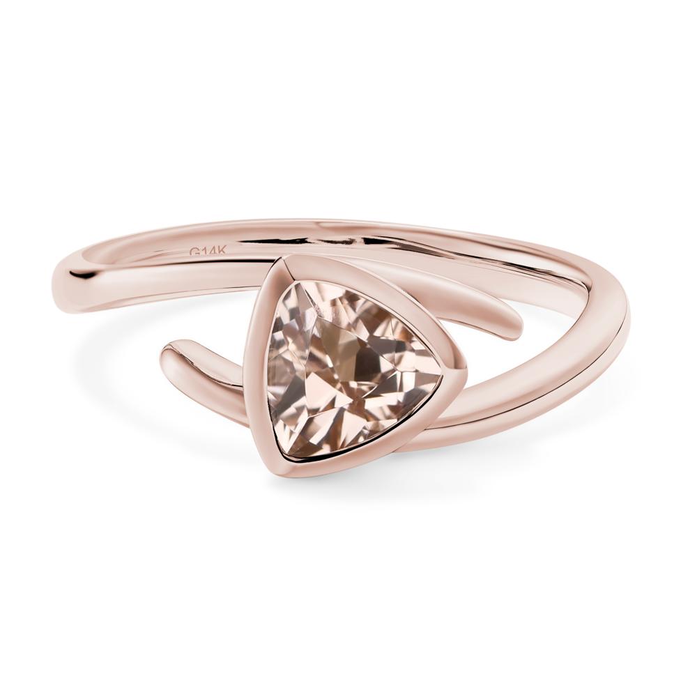 Morganite Bezel Set Bypass Solitaire Ring - LUO Jewelry #metal_14k rose gold