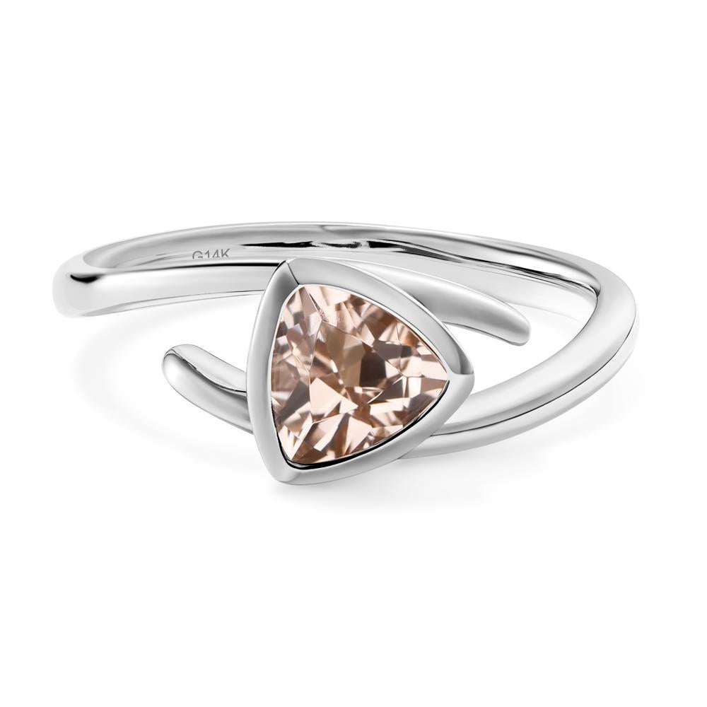 Morganite Bezel Set Bypass Solitaire Ring - LUO Jewelry #metal_14k white gold