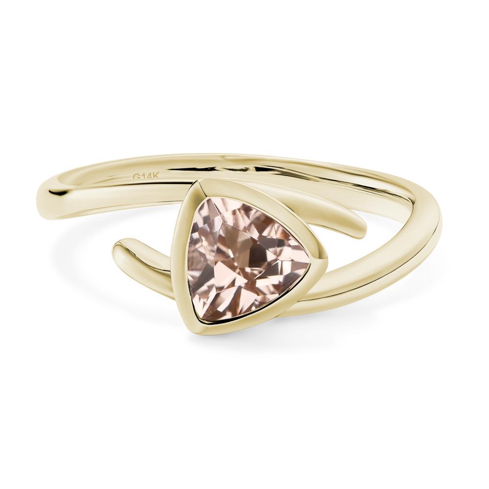 Morganite Bezel Set Bypass Solitaire Ring - LUO Jewelry #metal_14k yellow gold