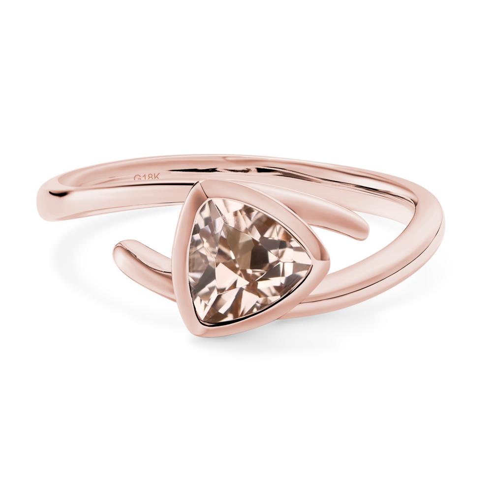 Morganite Bezel Set Bypass Solitaire Ring - LUO Jewelry #metal_18k rose gold