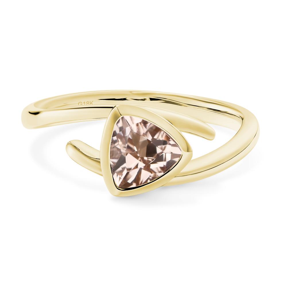 Morganite Bezel Set Bypass Solitaire Ring - LUO Jewelry #metal_18k yellow gold