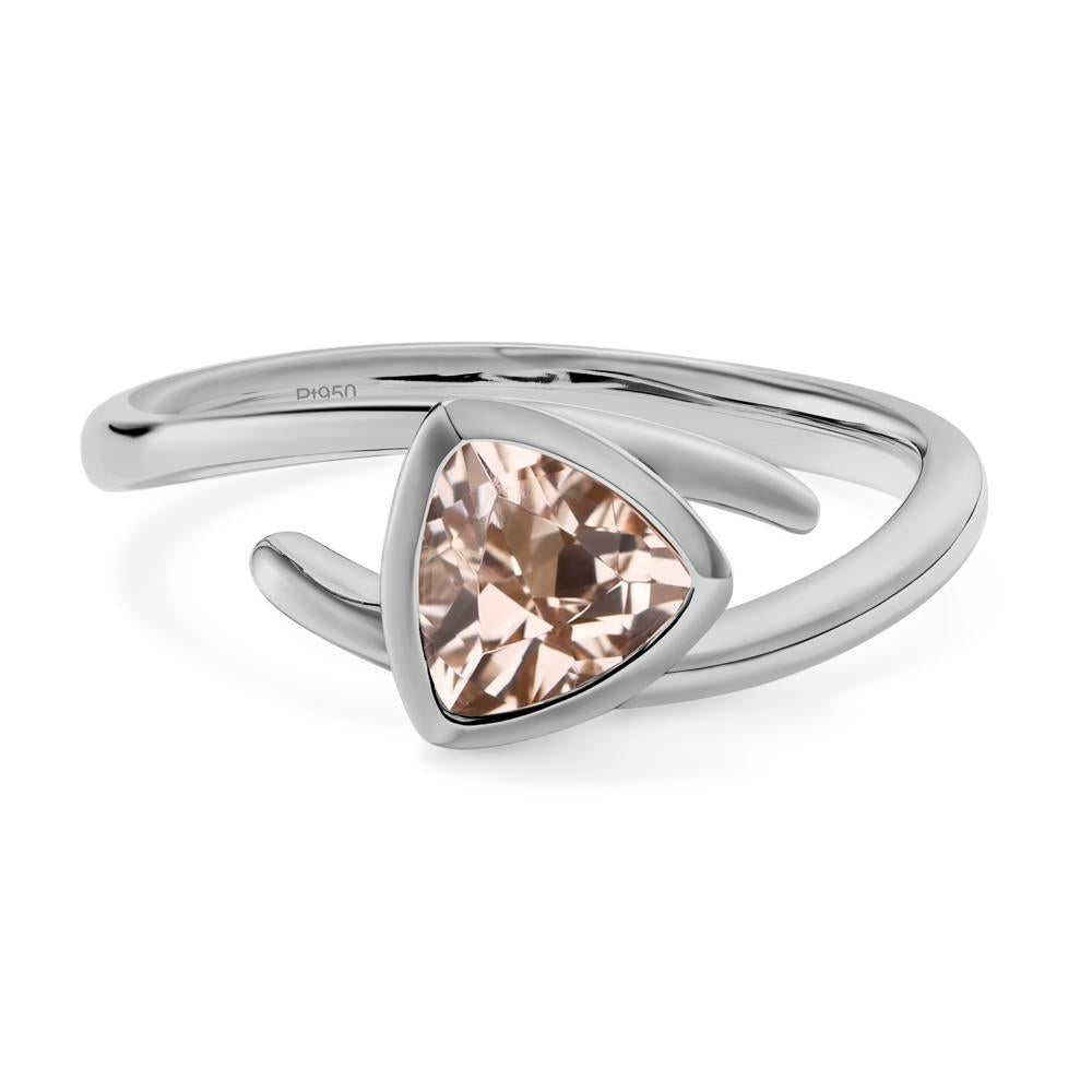 Morganite Bezel Set Bypass Solitaire Ring - LUO Jewelry #metal_platinum