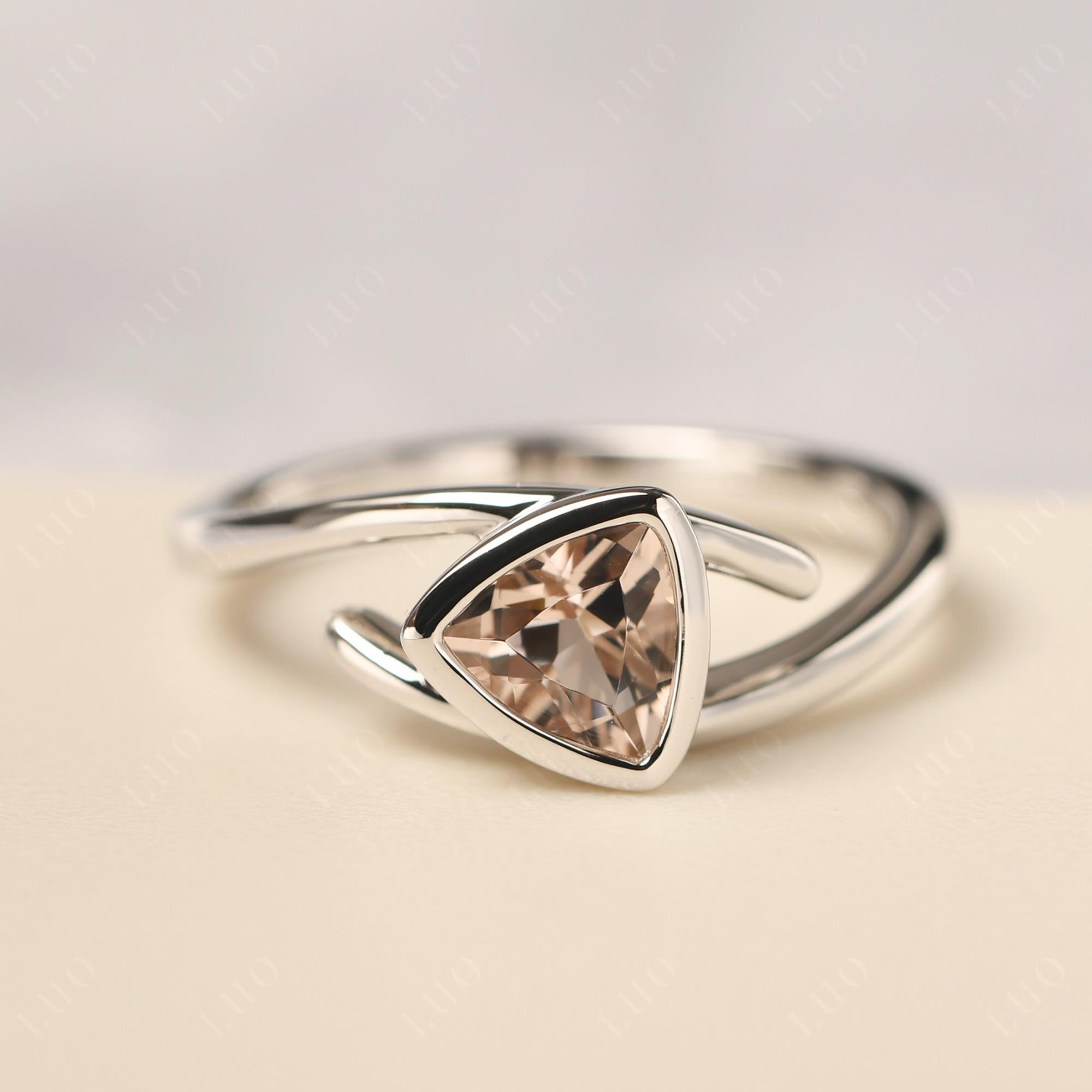 Morganite Bezel Set Bypass Solitaire Ring - LUO Jewelry