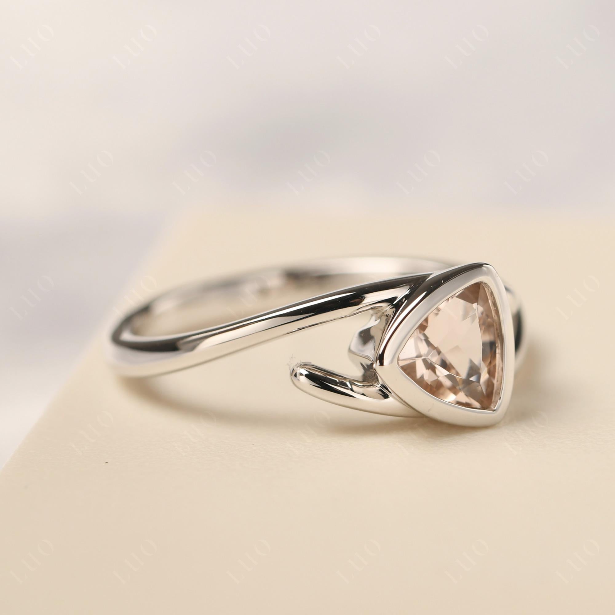 Morganite Bezel Set Bypass Solitaire Ring - LUO Jewelry