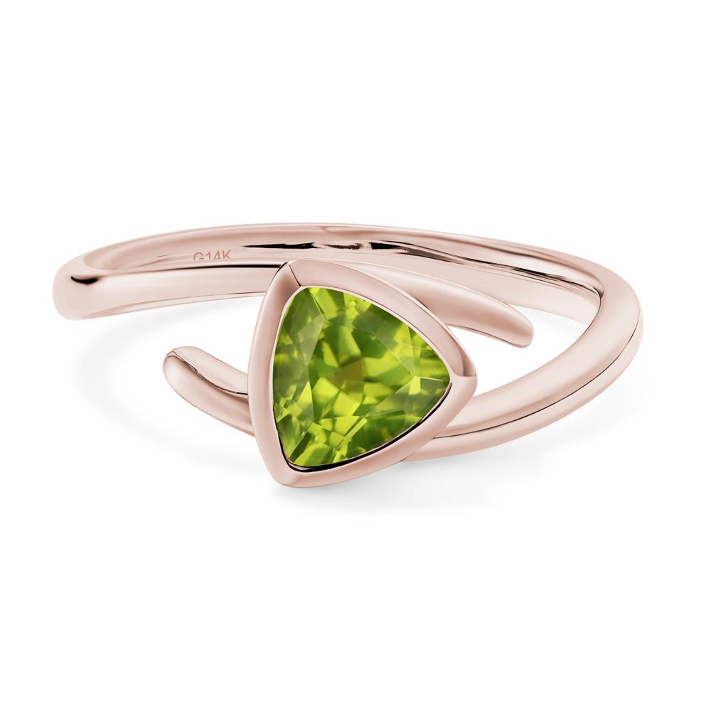Peridot Bezel Set Bypass Solitaire Ring - LUO Jewelry #metal_14k rose gold