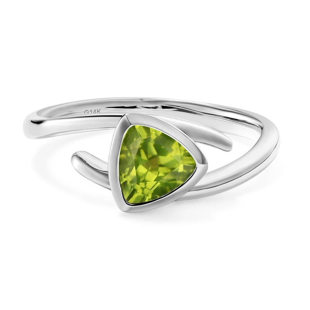 Peridot Bezel Set Bypass Solitaire Ring - LUO Jewelry #metal_14k white gold