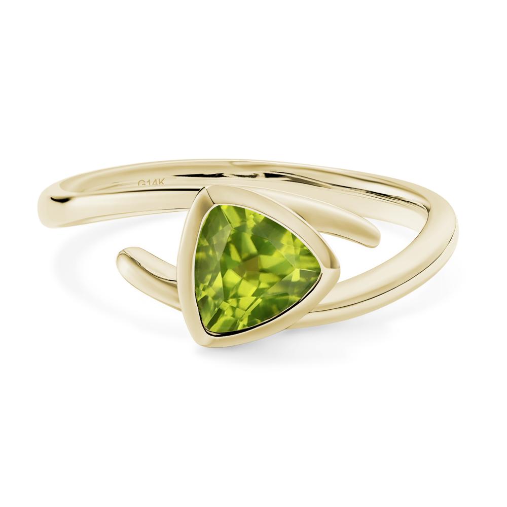 Peridot Bezel Set Bypass Solitaire Ring - LUO Jewelry #metal_14k yellow gold