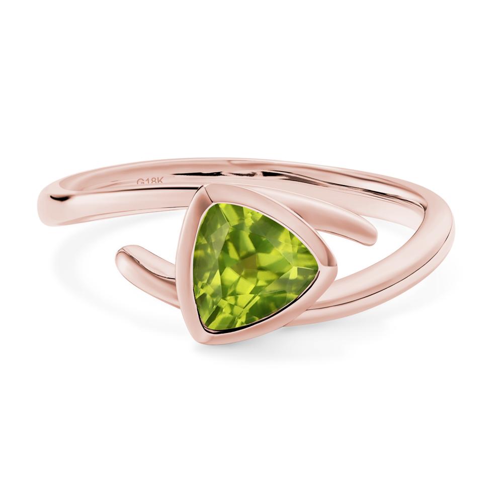 Peridot Bezel Set Bypass Solitaire Ring - LUO Jewelry #metal_18k rose gold