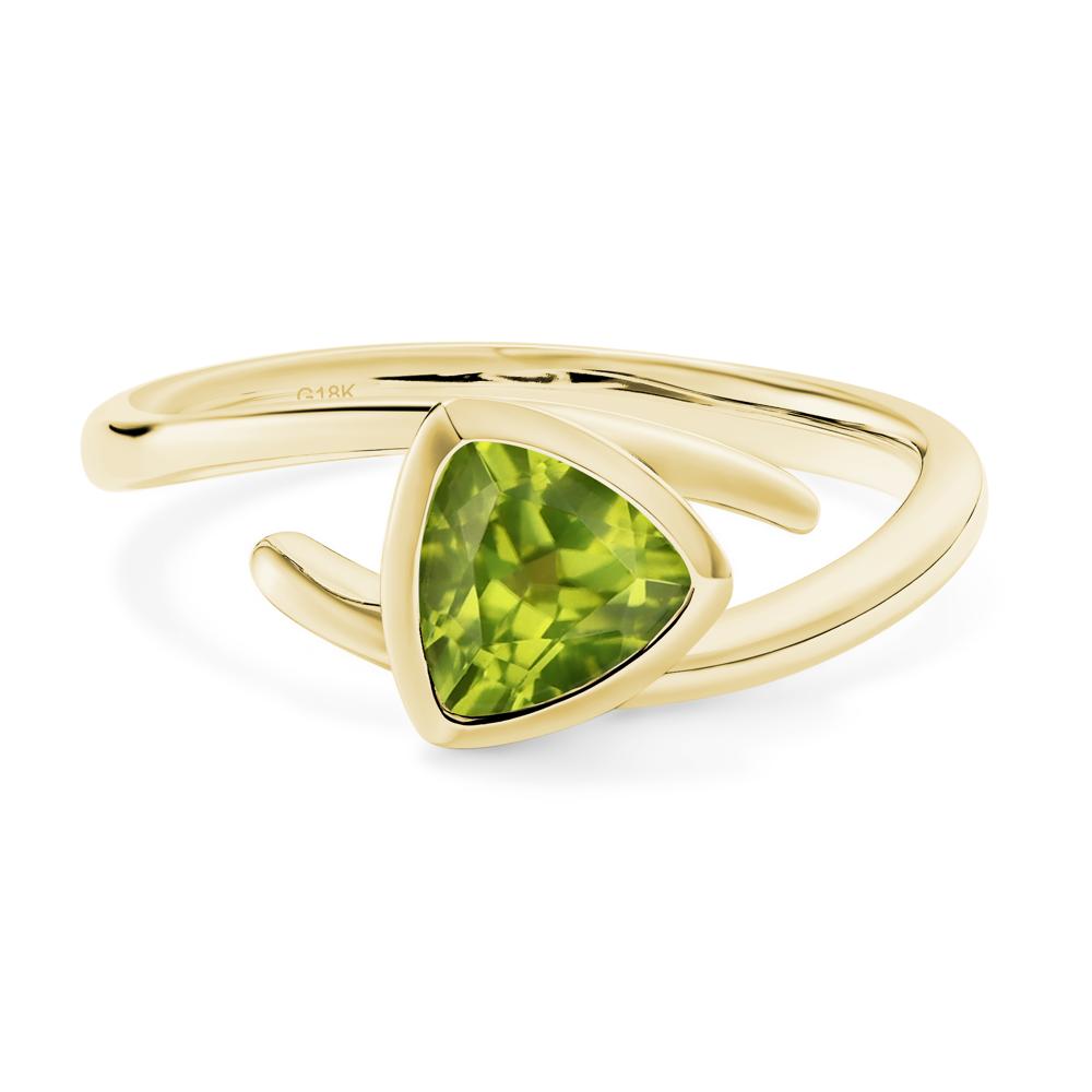Peridot Bezel Set Bypass Solitaire Ring - LUO Jewelry #metal_18k yellow gold