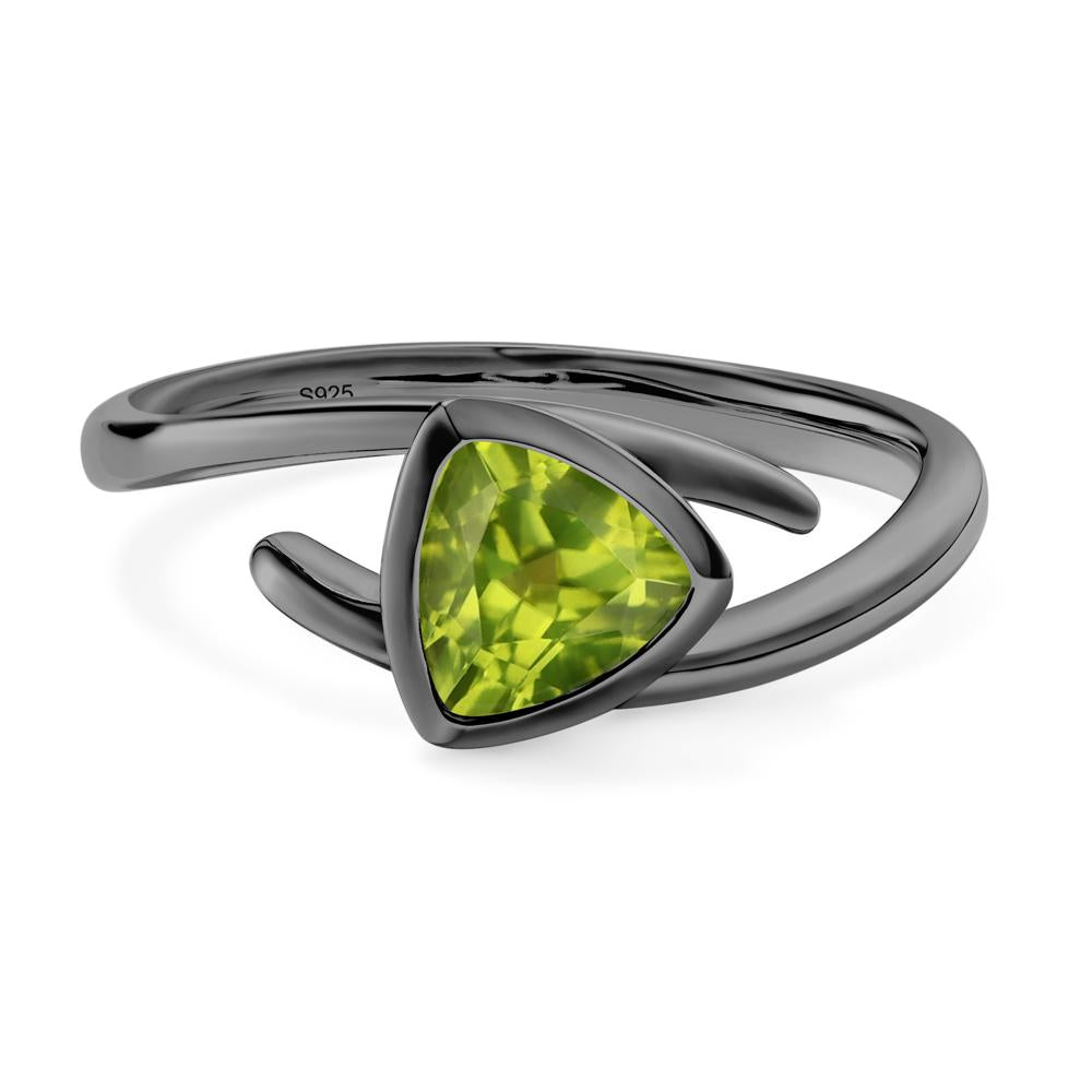 Peridot Bezel Set Bypass Solitaire Ring - LUO Jewelry #metal_black finish sterling silver