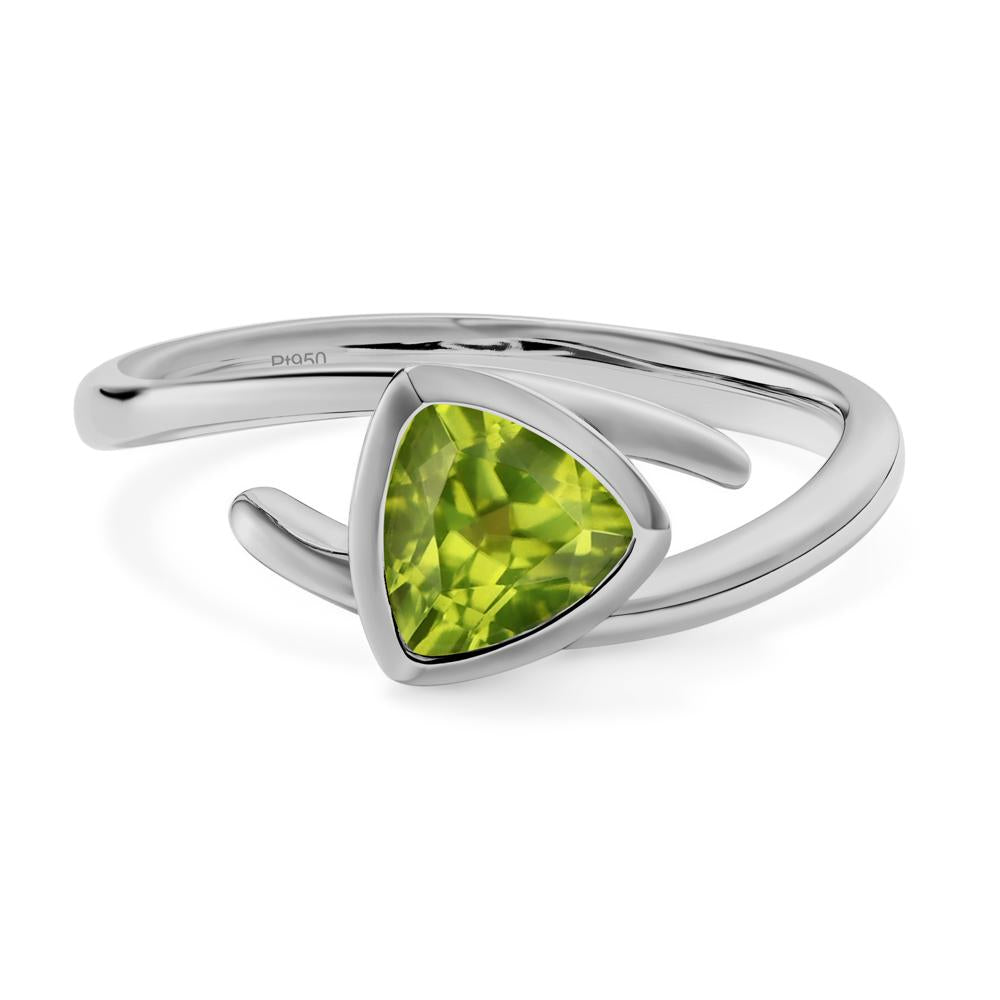 Peridot Bezel Set Bypass Solitaire Ring - LUO Jewelry #metal_platinum