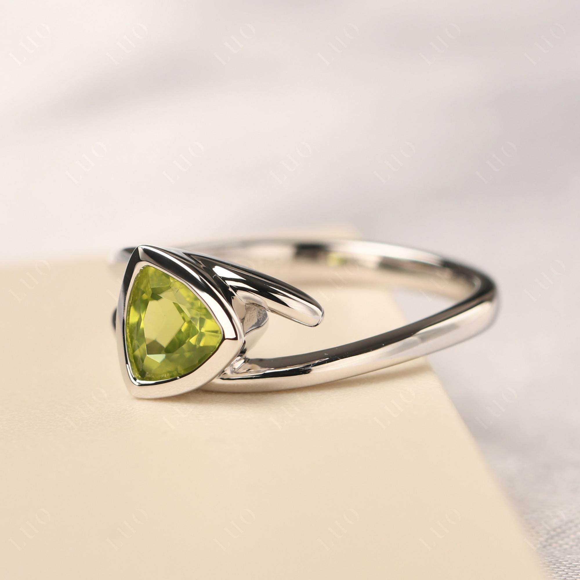 Peridot Bezel Set Bypass Solitaire Ring - LUO Jewelry