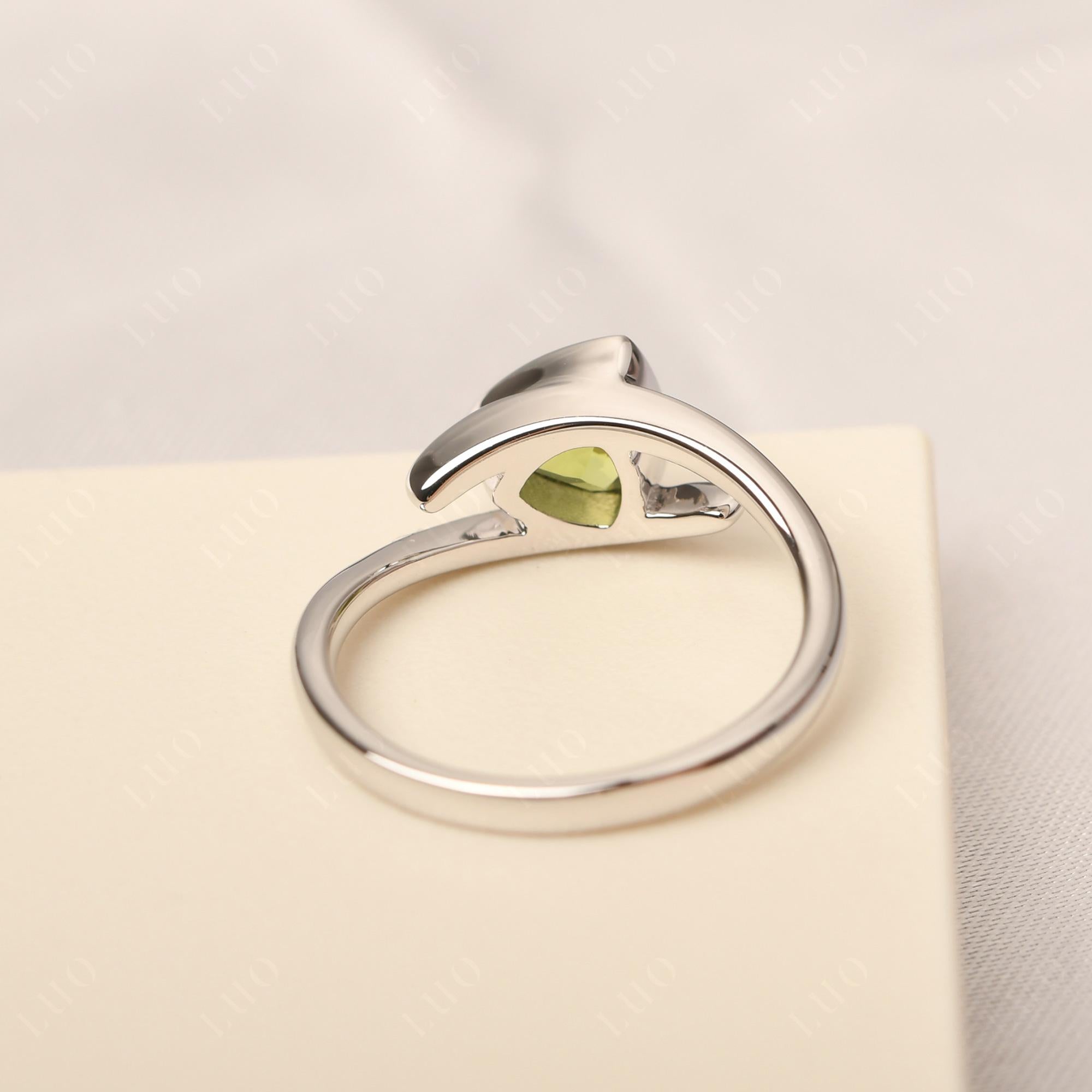 Peridot Bezel Set Bypass Solitaire Ring - LUO Jewelry
