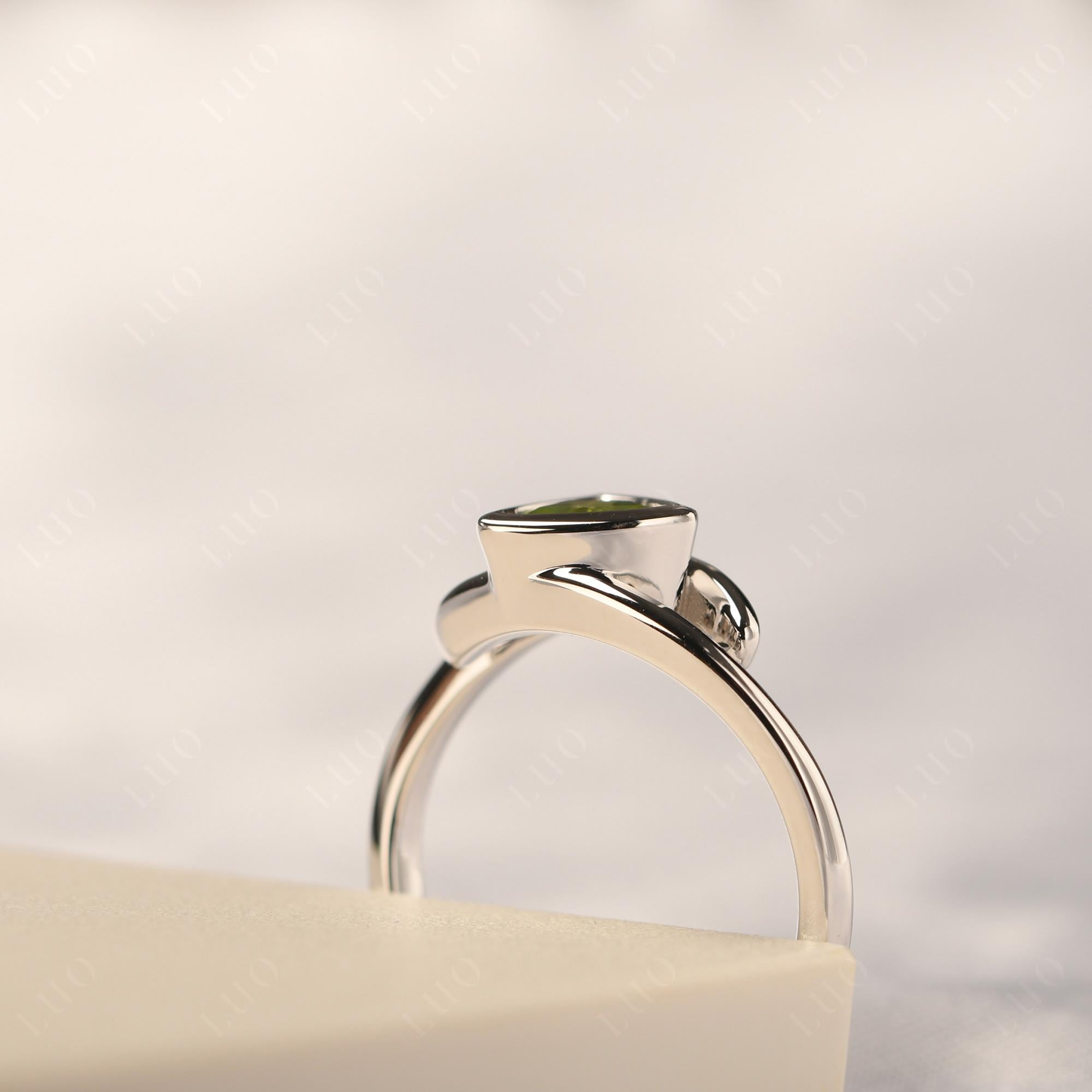 Peridot Bezel Set Bypass Solitaire Ring - LUO Jewelry