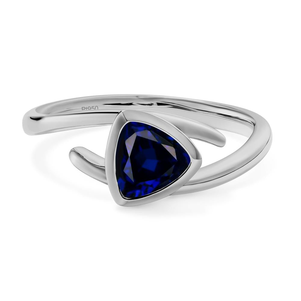 Lab Created Sapphire Bezel Set Bypass Solitaire Ring - LUO Jewelry #metal_platinum