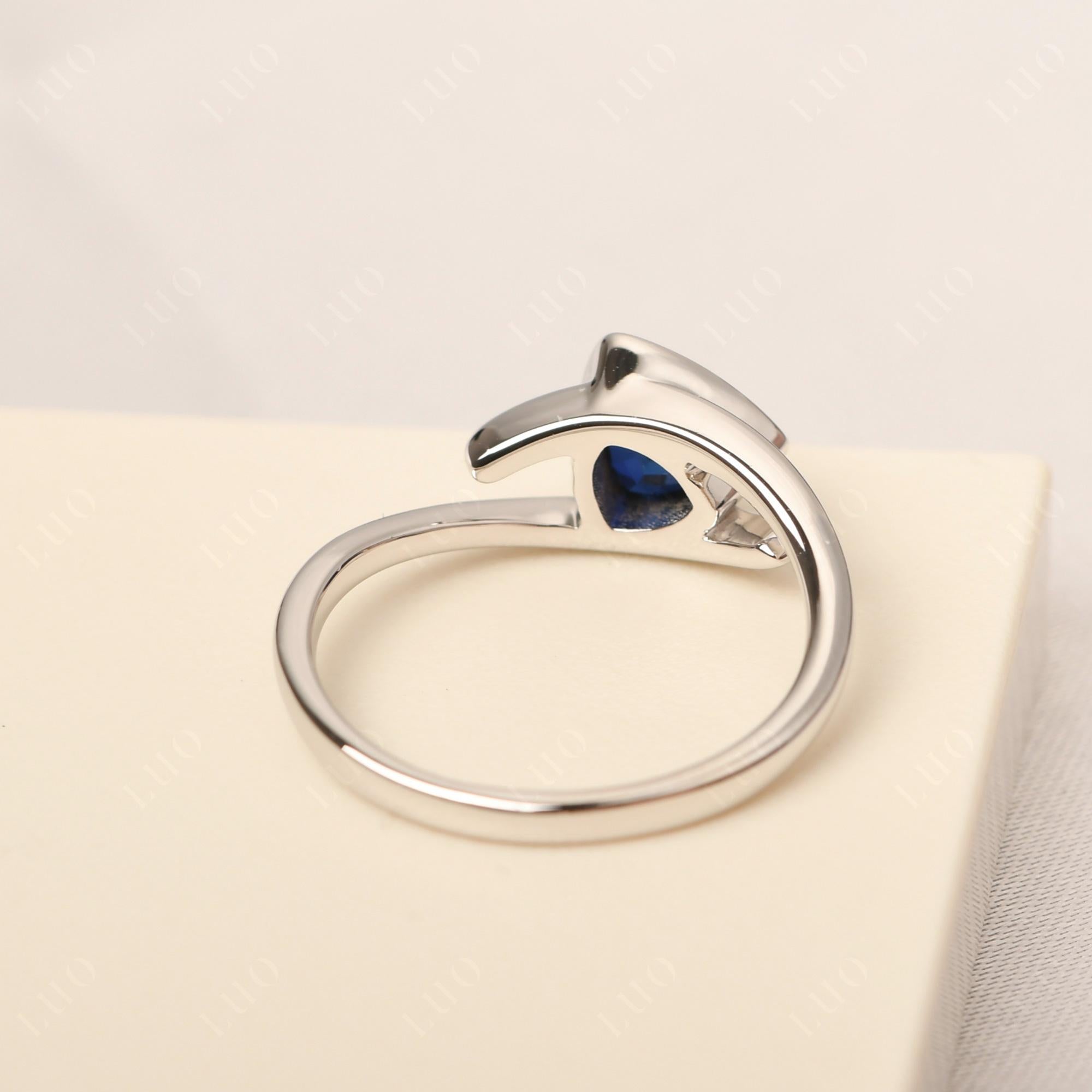 Lab Created Sapphire Bezel Set Bypass Solitaire Ring - LUO Jewelry