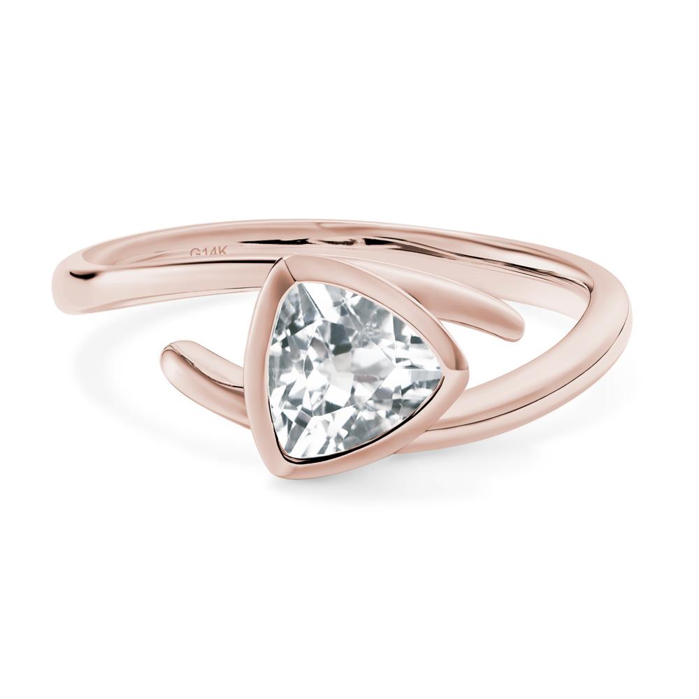 White Topaz Bezel Set Bypass Solitaire Ring - LUO Jewelry #metal_14k rose gold