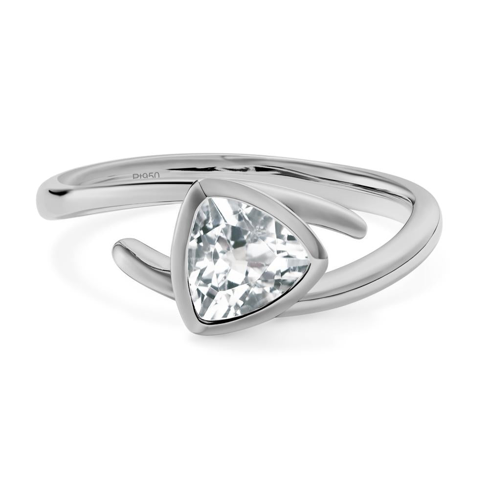 White Topaz Bezel Set Bypass Solitaire Ring - LUO Jewelry #metal_platinum