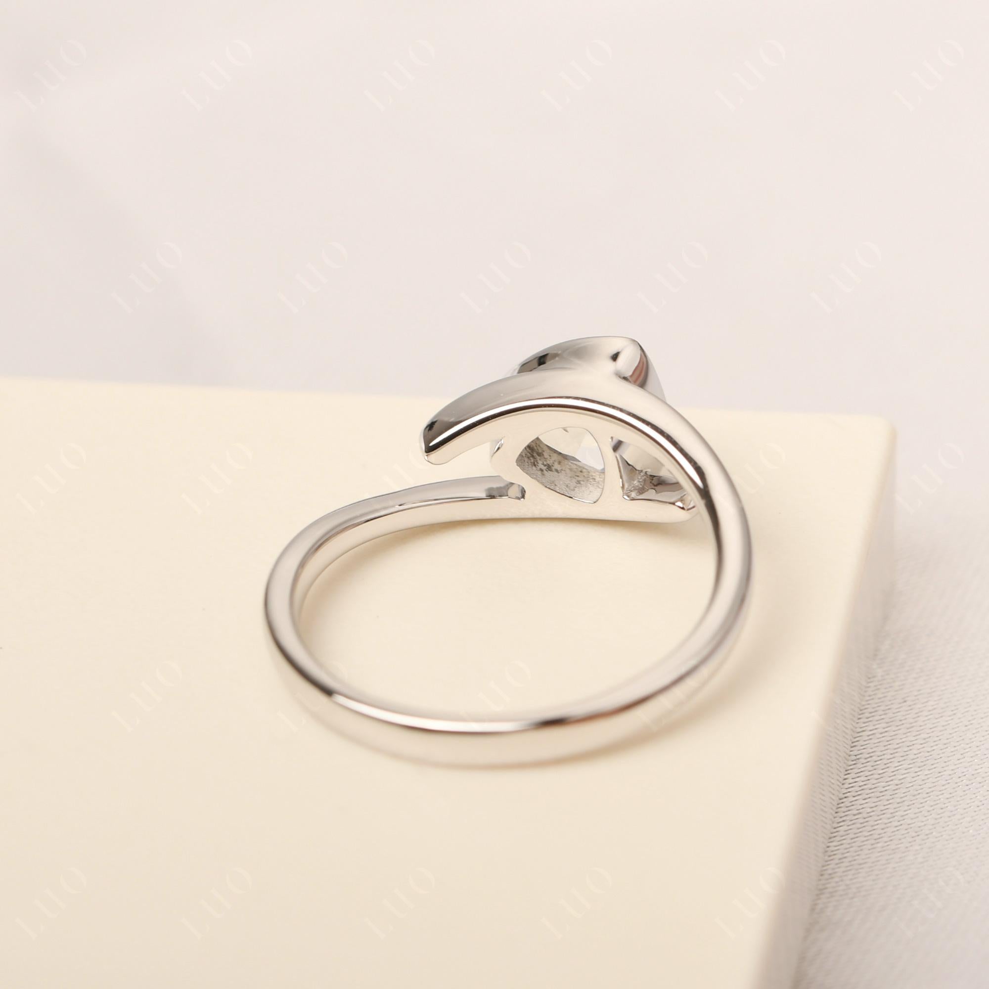 White Topaz Bezel Set Bypass Solitaire Ring - LUO Jewelry